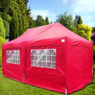 New 20x10 EZ Pop Up Canopy Gazebo Party Wedding Tent Red with Free