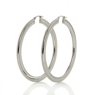 230 476 stately steel high polished round flat hoop earrings note