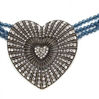 Heidi Daus Judys Joy 3 Row Beaded Crystal Heart Drop Necklace