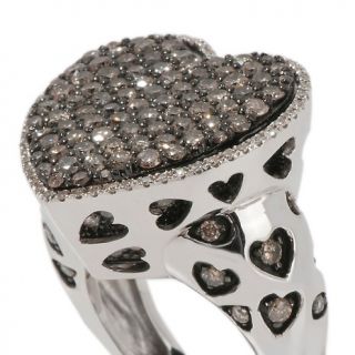 47ct Champagne and White Diamond Sterling Silver Heart Ring