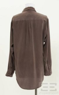 Equipment Femme Brown Silk Oversized Button Down Shirt Size Small