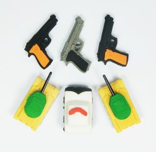 Wacky Erasers Collectible Rubber Puzzle Eraser Tanks Guns Pistols