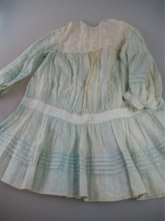 Blue Antique Christening Gown Lace and Pinwheel Embroidery