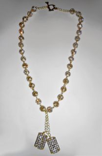 Custom Crystalz The Modernized Dog Tags Necklace in Gold with Clear