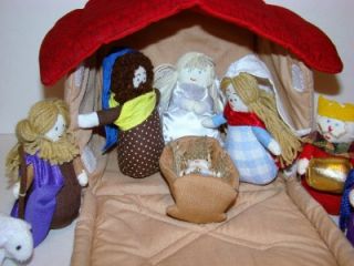 Childrens Hand Crafted Fabric Nativity Scene Play Set