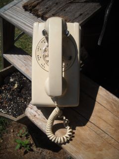 Vintage ITT Wall Mount Rotary Dial Telephone Cream Colored