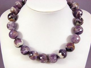 Necklace Cape Amethyst 18mm Facet Round Beads 925