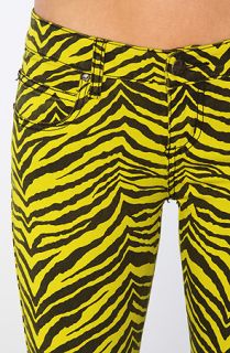 Tripp NYC The Overdyed Zebra Skinny Pant in Chartreuse Black