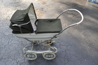 RARE Vintage 1960s Itkin Denmark Pram Green and White Carriage Buggy