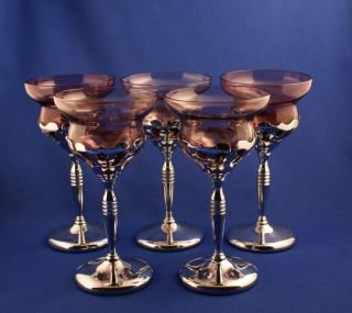 Vintage Farber Bros. Krome Kraft Amethyst Glass Cocktail Stem c.1940