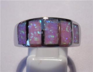 Gorgeous Pink Fire Opal Silver Ring UK Size O US 7 5