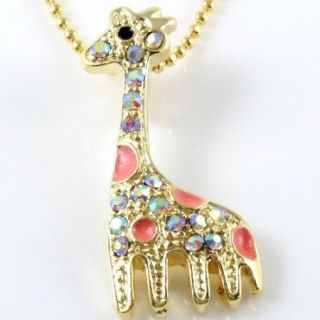 Little Giraffe Crystal Fancy Spot Animal Necklace N95B