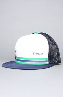 RVCA The Barlow Trucker Hat in Slate White Bean Green