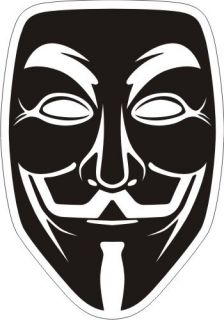  Anonymous Guy Fawkes Mask Sticker 5" x 3 5"