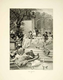 1895 Print Eugen Klimsch Minuet Menuet French Dance Aristocracy Swan