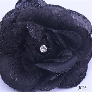  Black Gold Silver Powder Hair Clip Corsage Brooch Feather Party