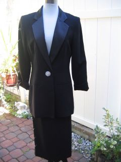 Eva Polini Couture Black Evening Skirt Suit Size 8