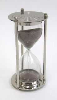 Hourglass Sand Timer Glass 5 Minute Chrome Finish Hourglass