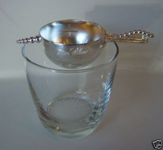 Evan Williams Engraved Silver Tipping Jigger and Logoed Rocks Glass