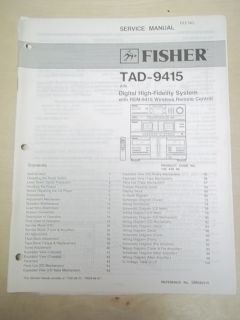 Fisher Service Repair Manual Tad 9415 Audio System