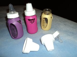Evenflo Glass Bottles Yellow Pink Purple Baby Silicone Sleeve