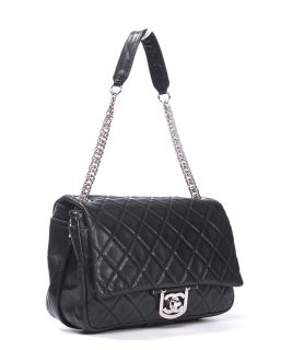 Chanel Black Quilted Washed Lambskin Icon Large Classic Flap Bag