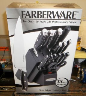 Farberware Fine Edge 15 Piece Forged Cutlery Knife Set in Hardwood