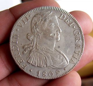017 INDALO Spain Ferdin VII Lovely Silver 8 Reales 1809 Mexico TH