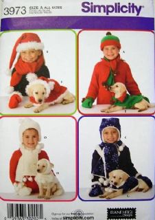 simplicity pattern 3973 0637 0793 child dog matching winter