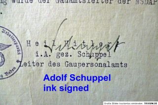 Strictly confidential letter from Baden 1940   ink signed by Adolf