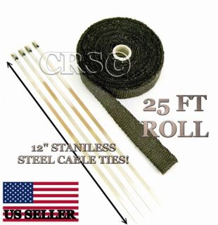 FIBERGLASS EXHAUST PIPE WRAP TAPE BLACK ATV SCOOTER SMALL MOTORCYCLE