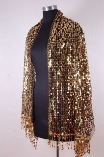 Exotic Pallet Sequins Georgette Shawl Black Gold