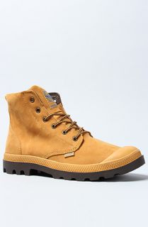 Palladium The Pampa Hi Leather Gusset Boot in Amber Gold Chocolate