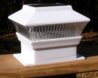12 PK White Solar 4x4 Fence Post Cap Deck Mount Light Wood PVC Vinyl