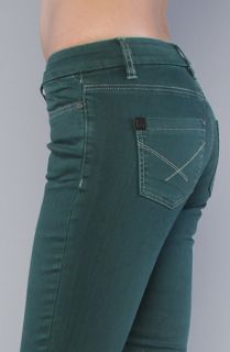 Insight The Run Down Skinny Denim Crop Pant in Bottle Green