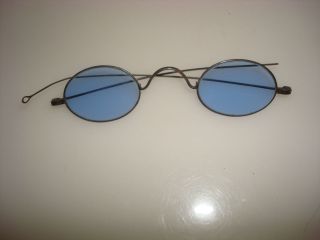 Vintage Wire Rim Eyeglasses Blue Tinted Lenses