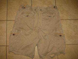 Button Fly Ezra Fitch Mens Khaki Cargo Shorts Size 34 Trashed Tears
