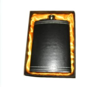 Gift Boxed Black Leather Wrapped Flasks Drinking Flask