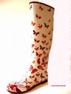 Henry Ferrera Butterfly Print Tall Classic Wellies Klosh Rain Boots