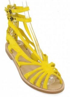 Philosophy Di Alberta FERRETTI Sandals $495 Yellow Suede Gladiator