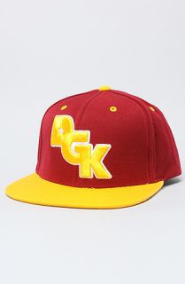 DGK The Stagger Snapback Cap in Burgundy Yellow