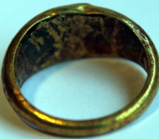 Ancient Roman Gold Finger Ring with Original Green Glass STONE1ST