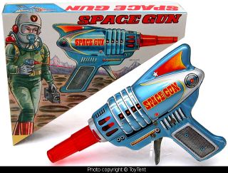 Space Gun with Spark Tin Friction Astronaut Pistol Japan
