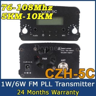 CZH 5c 1W 6W 76 108MHz FM Broadcast Stereo Transmitter Stand Alone