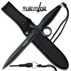 Fairbairn Sykes Style Survival Dagger w/ Fire Starter Rod Commando