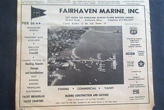 1970 Fairhaven Marine Inc print AD arial view Fairhaven MASS yacht