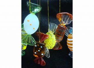 Glass Candy Christmas Ornament Lot of 12 Murano Candies Holiday Table