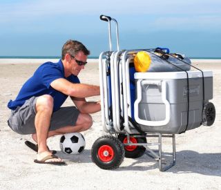ABO Gear BEACH LUGGER Folding Wheeled Beach Utility Cart Wagon Trolley