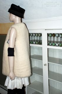 Vintage Mens Womens 60s Sheepskin Shearling Fur Vest Coat Jacket Boho