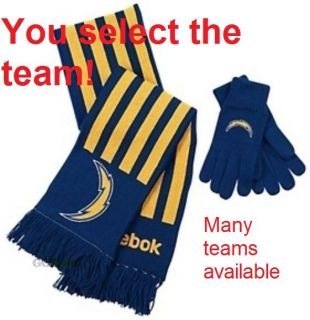 NFL Gift Mens Ladies Winter Scarf Gloves Set Reebok Select Your Team